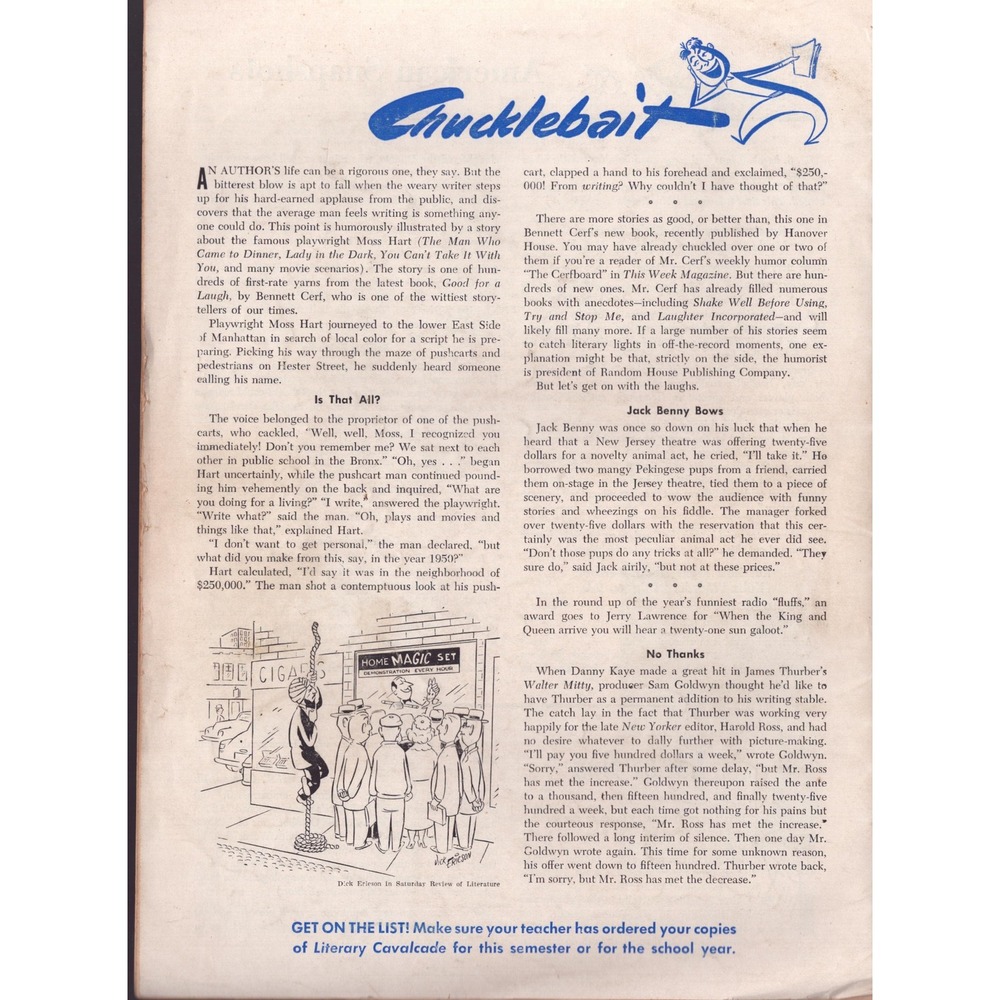 Literary Cavalcade Vol 5 No 2 November 1952 Scholastic Magazine Vintage Ephemera - Picture 2 of 3